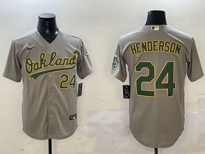 Men Oakland Athletics #24 Henderson Grey Game 2025 Nike MLB Jersey style 1
